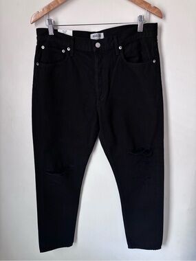 Agolde Black High-Rise Distressed Slim Jeans